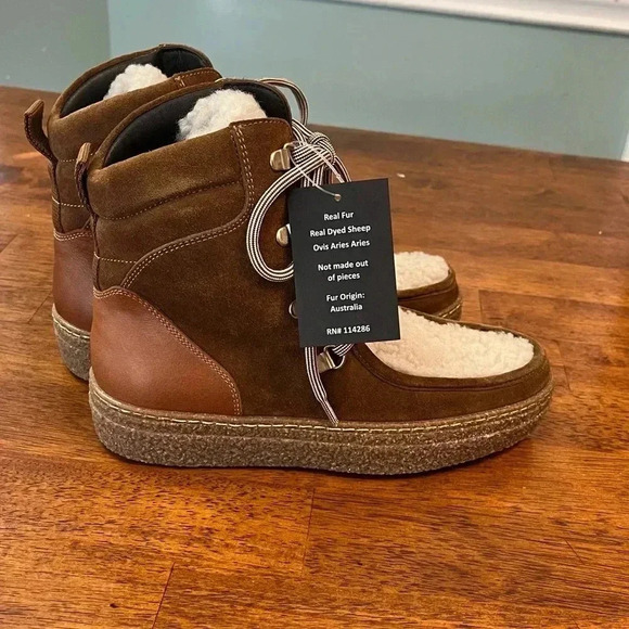 New Aquatalia Taelyn Suede Shearling Bootie Walnut Caramel size 5.5 - Picture 2 of 10